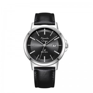 Alexandre Christie AC 1036 Silver Black Leather Man MDLSSBA